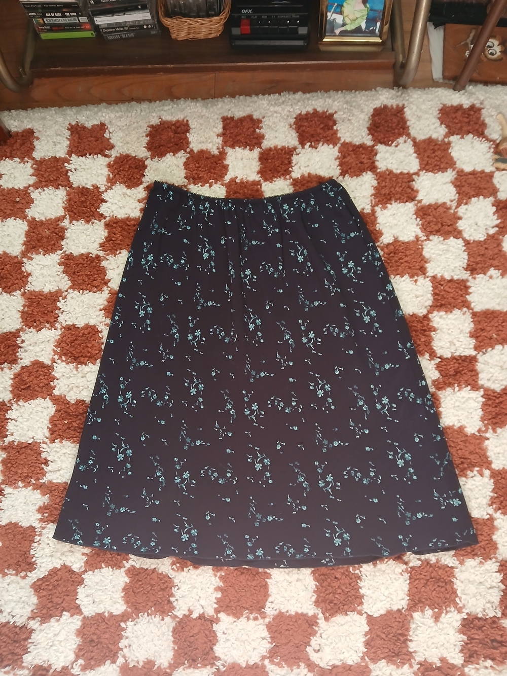 Vintage 90s Navy Floral Skirt
